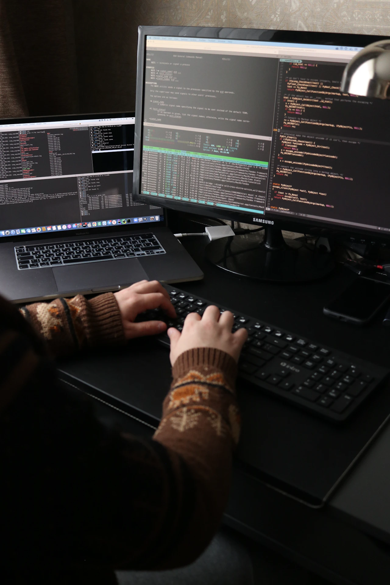 Software developer at work on a modern application
